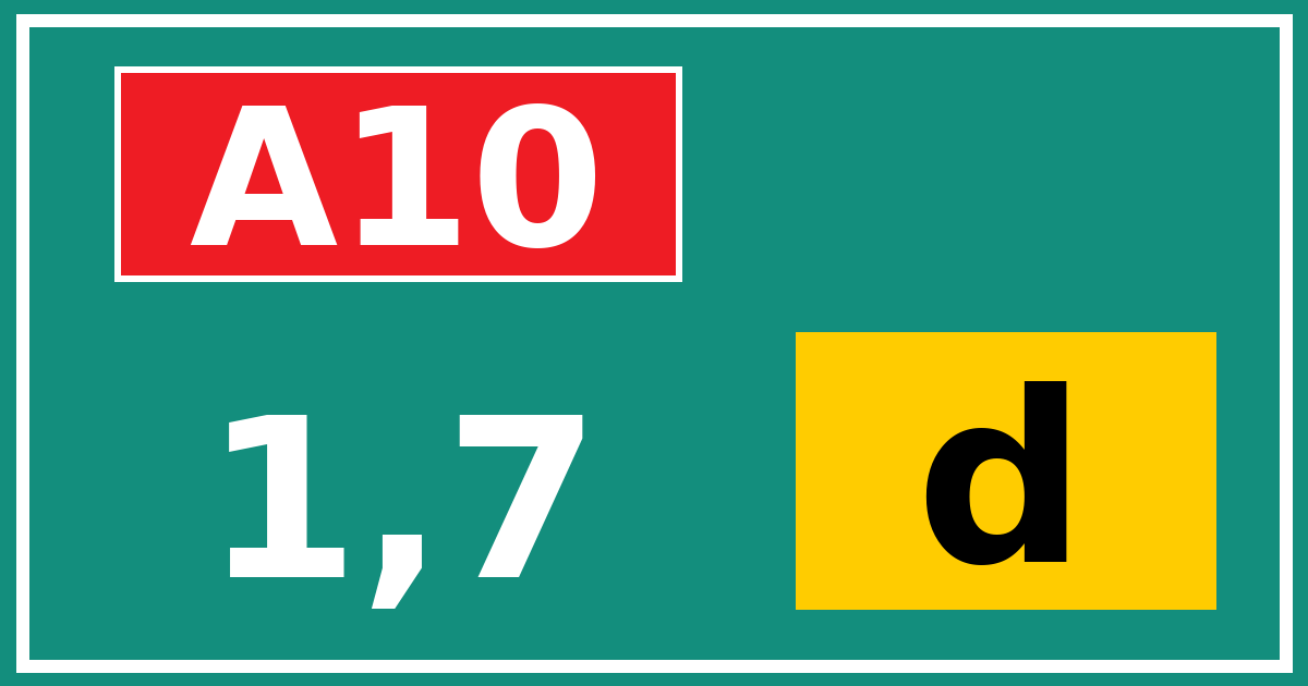 Hectometerbord A10 1,7 letter d