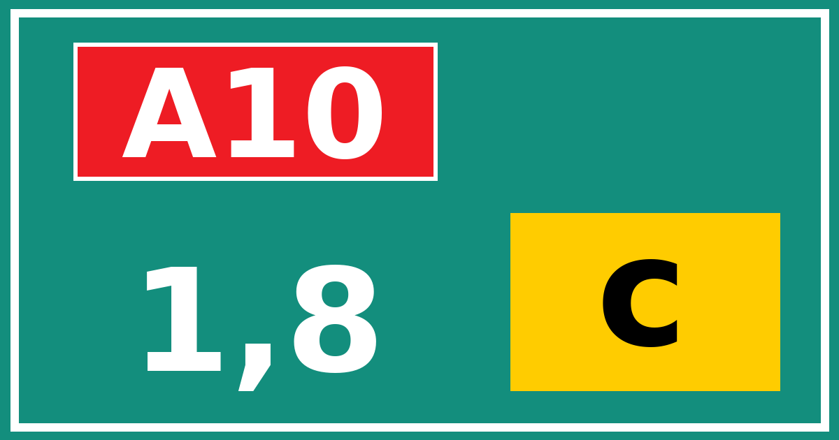 Hectometerbord A10 1,8 letter c