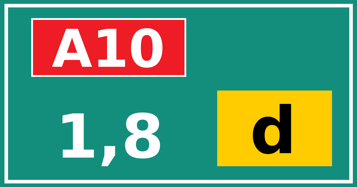 Hectometerbord A10 1,8 letter d