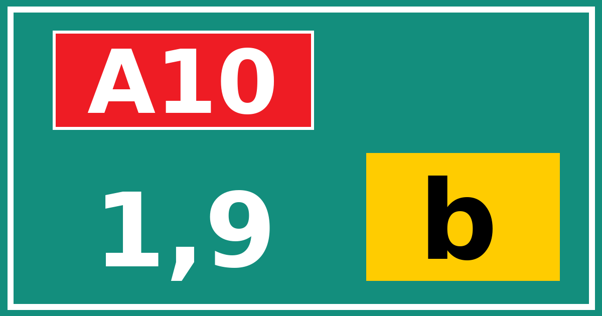 Hectometerbord A10 1,9 letter b