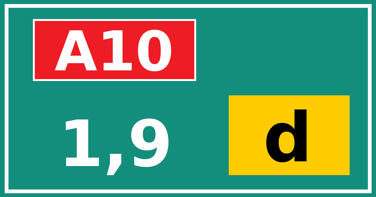Hectometerbord A10 1,9 letter d