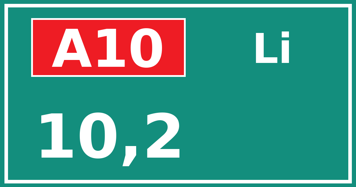 Hectometerbord A10 10,2 zijde Li
