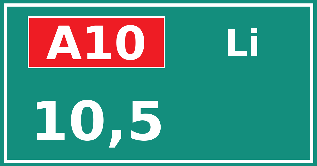 Hectometerbord A10 10,5 zijde Li