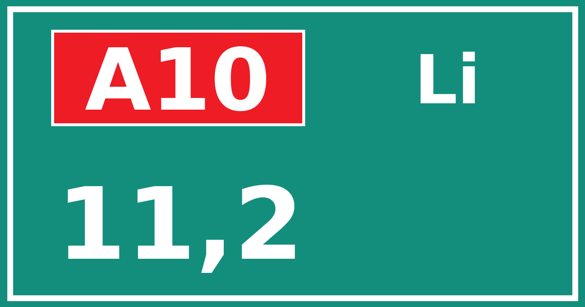 Hectometerbord A10 11,2 zijde Li
