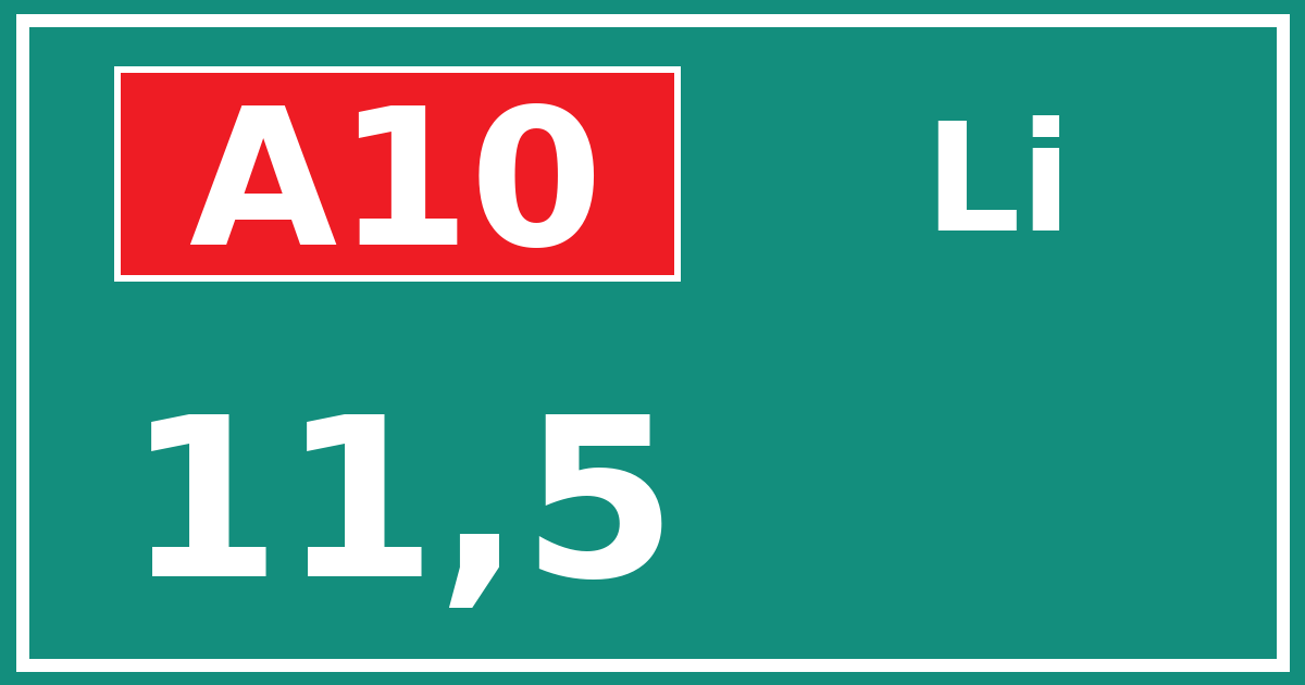 Hectometerbord A10 11,5 zijde Li