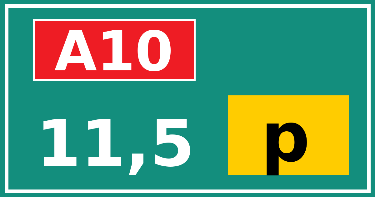 Hectometerbord A10 11,5 letter p