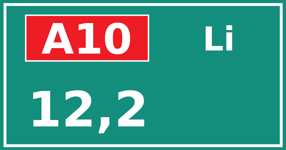 Hectometerbord A10 12,2 zijde Li