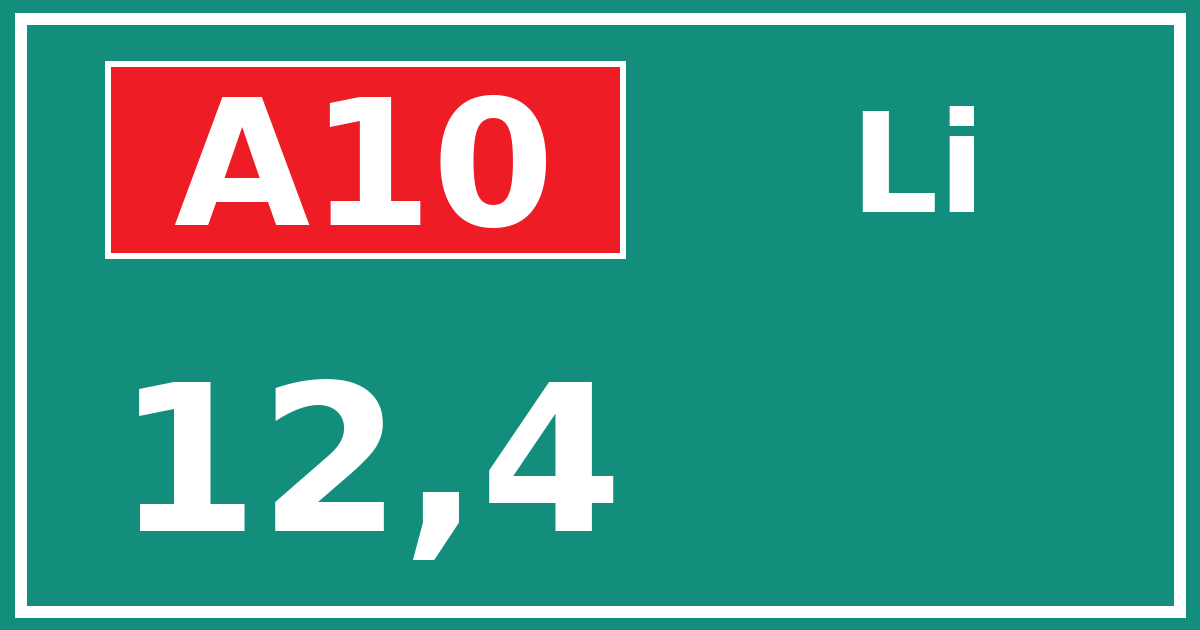 Hectometerbord A10 12,4 zijde Li