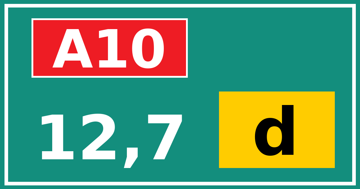 Hectometerbord A10 12,7 letter d