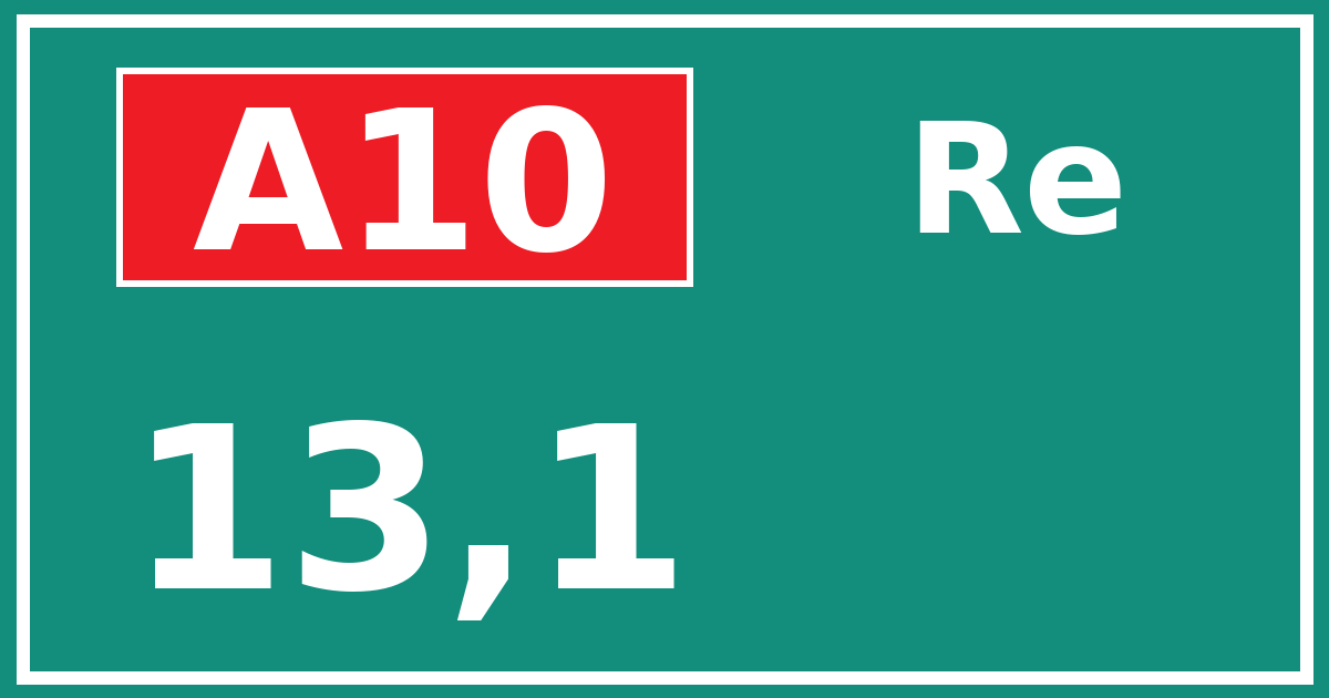 Hectometerbord A10 13,1 zijde Re