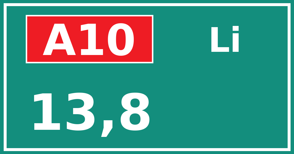 Hectometerbord A10 13,8 zijde Li