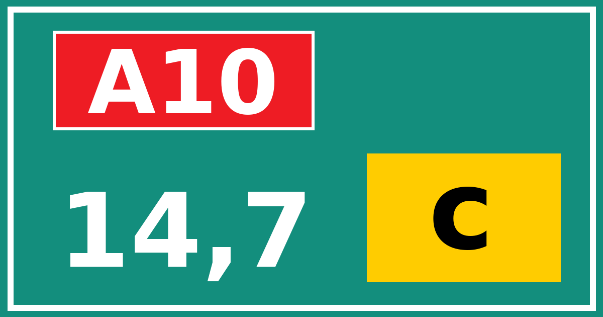 Hectometerbord A10 14,7 letter c