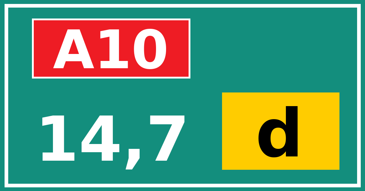 Hectometerbord A10 14,7 letter d