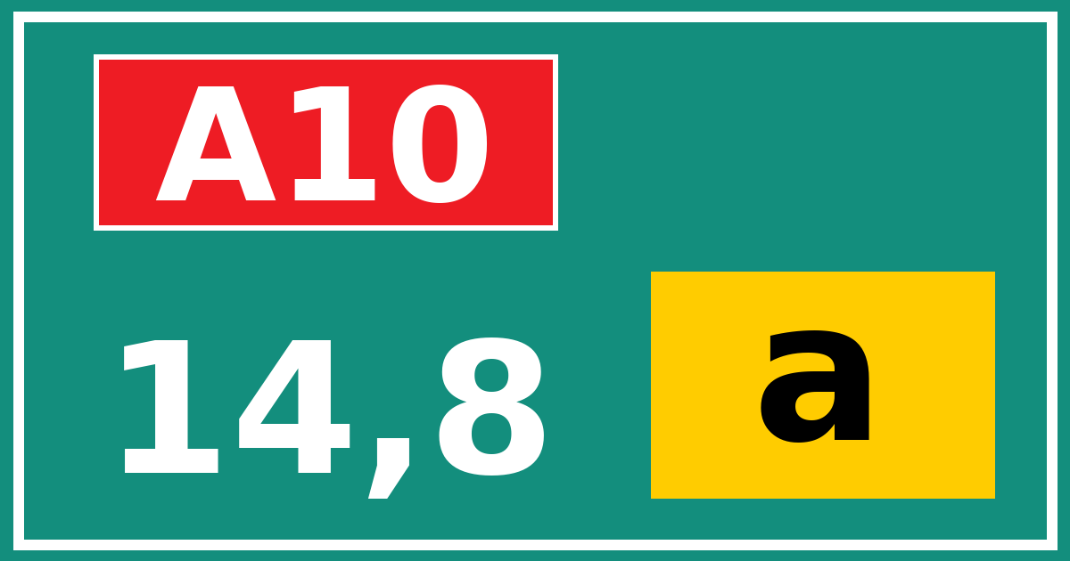 Hectometerbord A10 14,8 letter a