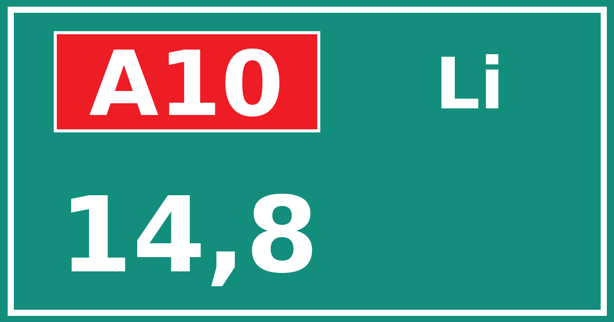 Hectometerbord A10 14,8 zijde Li