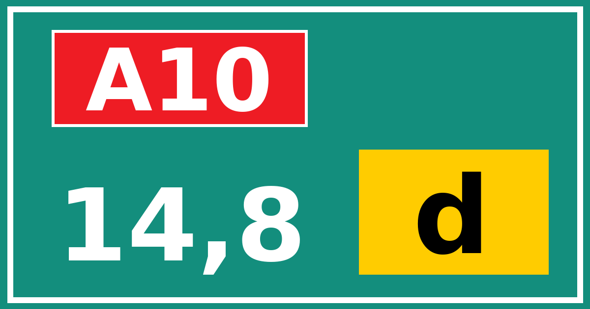 Hectometerbord A10 14,8 letter d