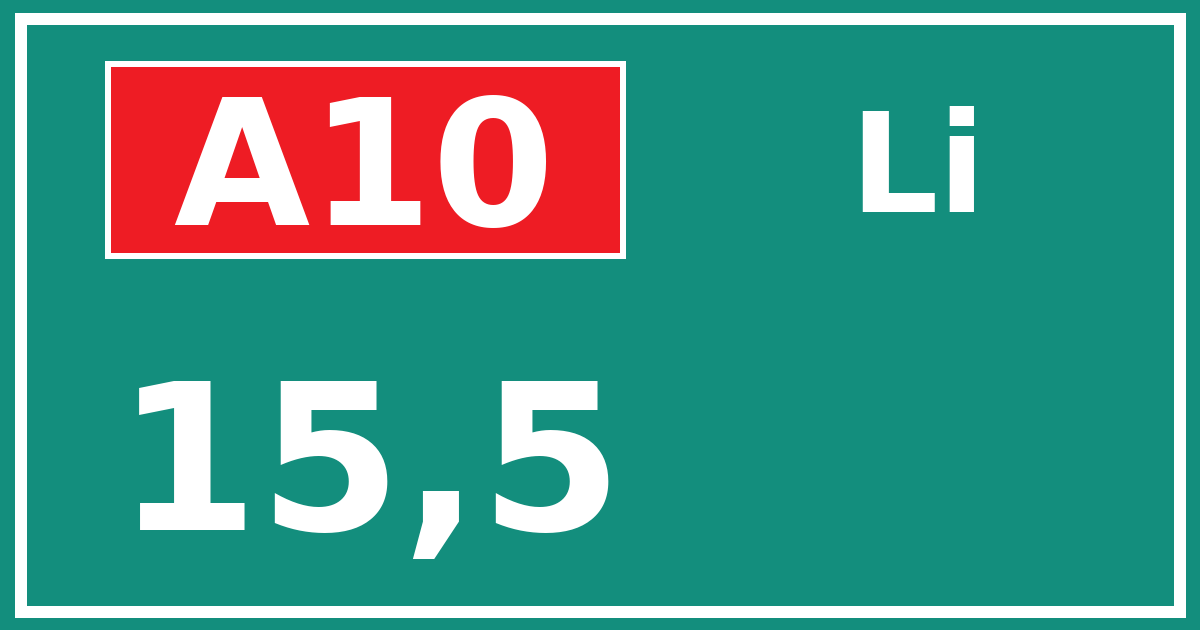 Hectometerbord A10 15,5 zijde Li