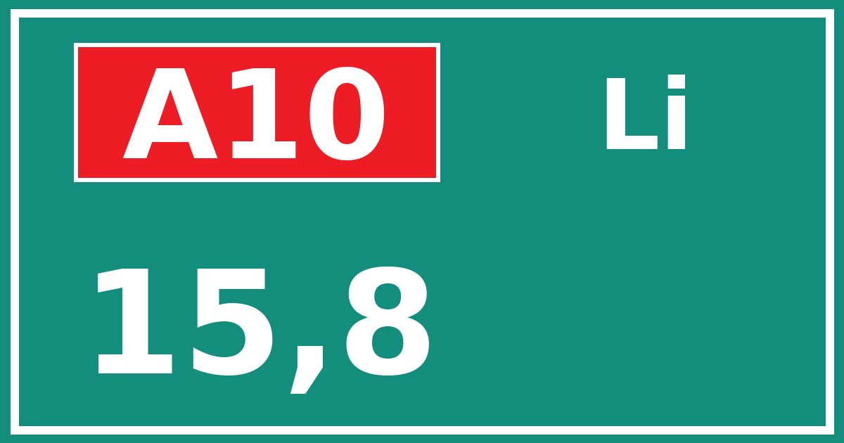 Hectometerbord A10 15,8 zijde Li