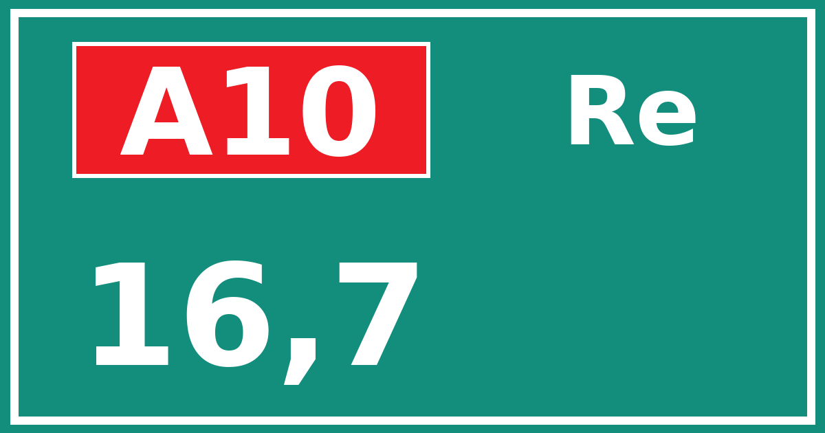 Hectometerbord A10 16,7 zijde Re