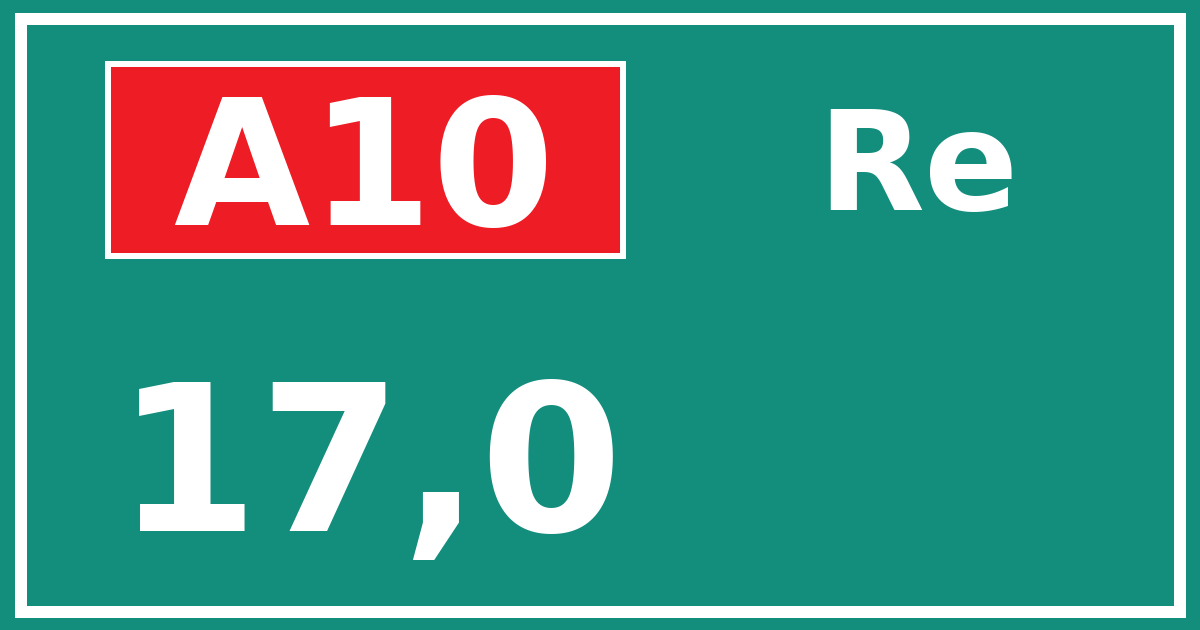 Hectometerbord A10 17,0 zijde Re