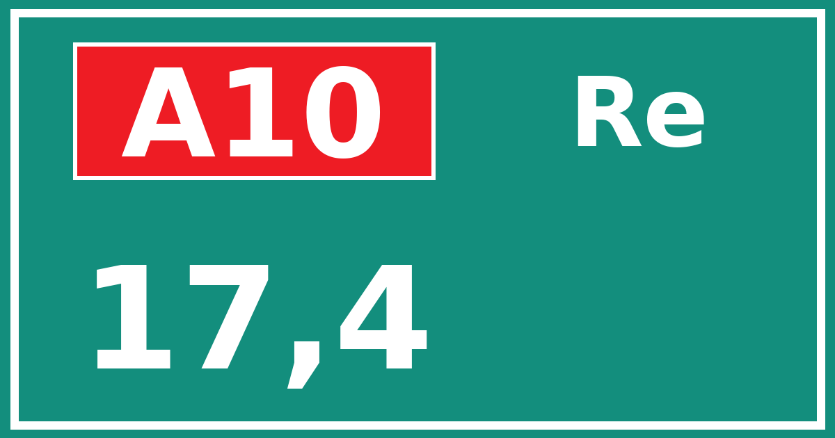 Hectometerbord A10 17,4 zijde Re