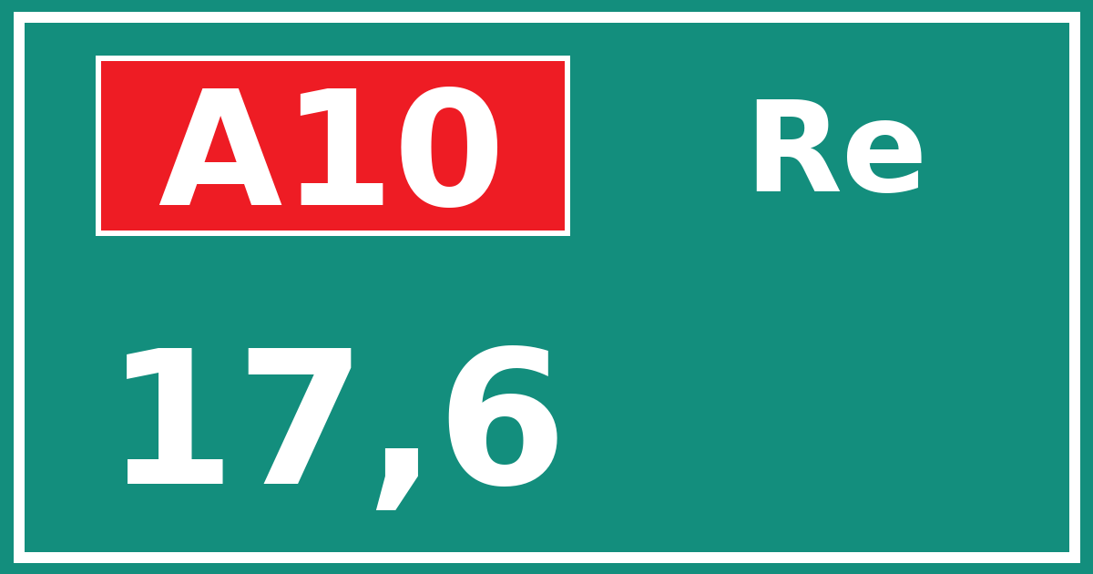 Hectometerbord A10 17,6 zijde Re