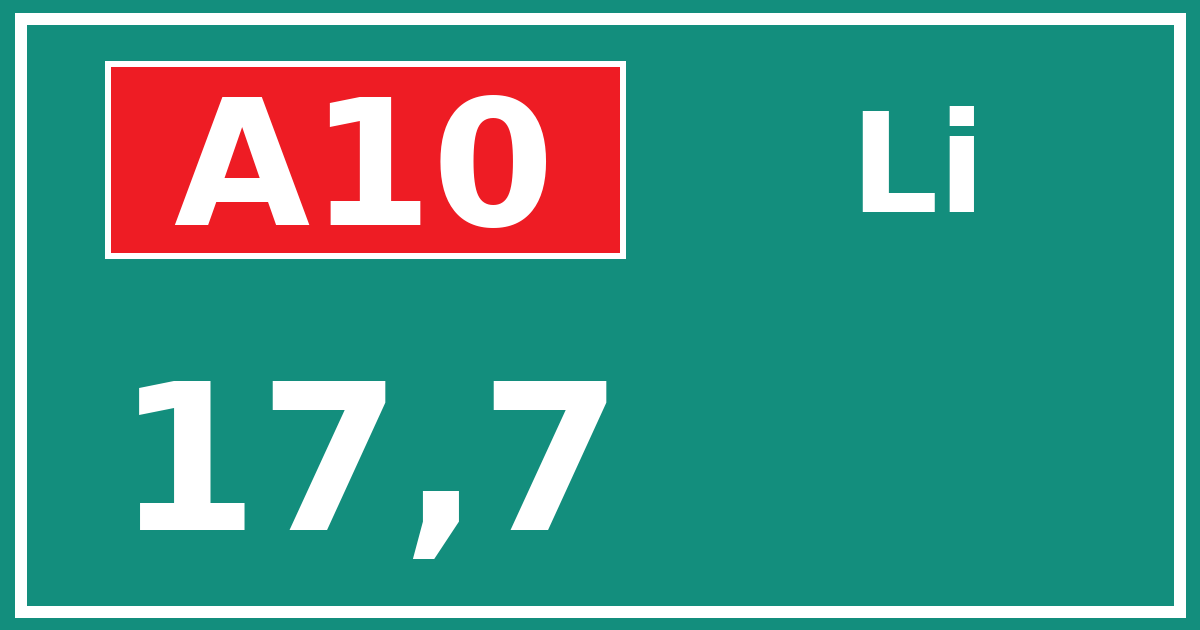 Hectometerbord A10 17,7 zijde Li