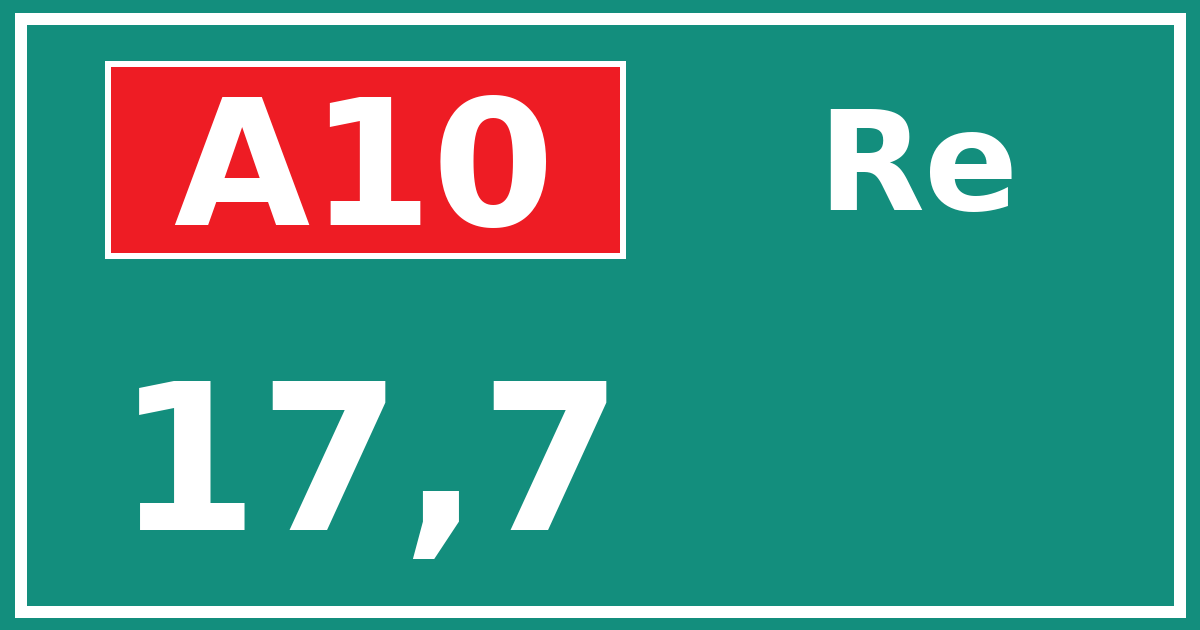 Hectometerbord A10 17,7 zijde Re