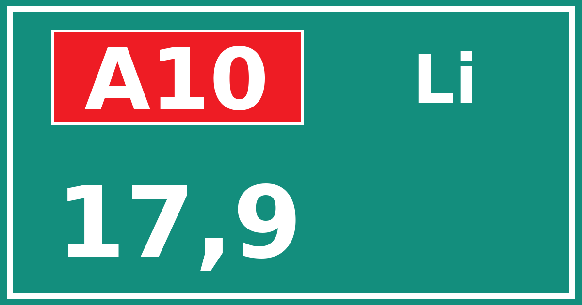 Hectometerbord A10 17,9 zijde Li