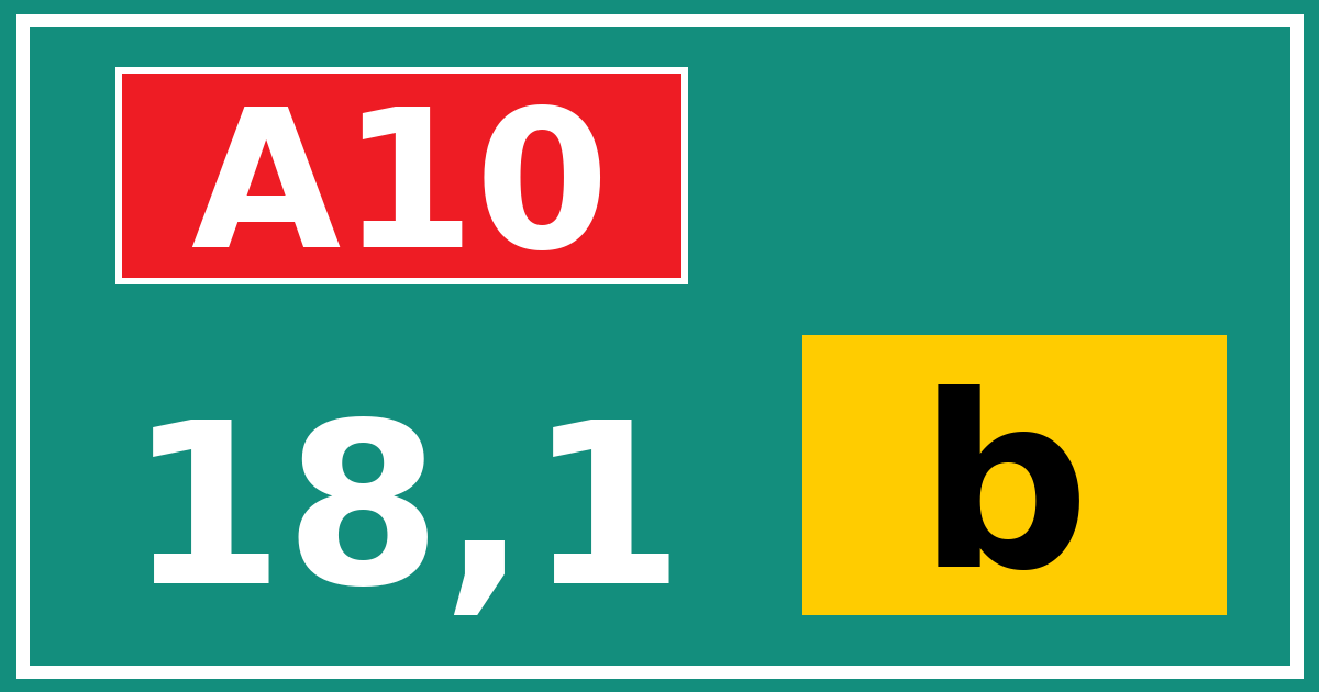 Hectometerbord A10 18,1 letter b