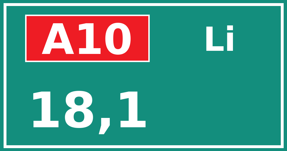 Hectometerbord A10 18,1 zijde Li
