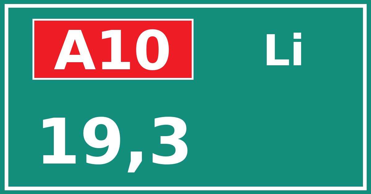 Hectometerbord A10 19,3 zijde Li