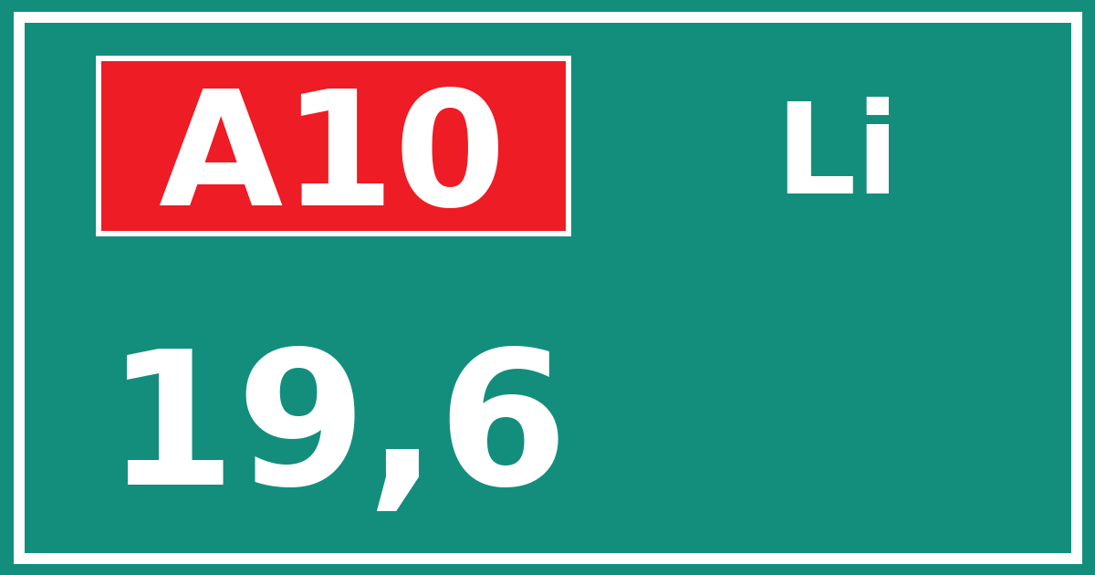 Hectometerbord A10 19,6 zijde Li