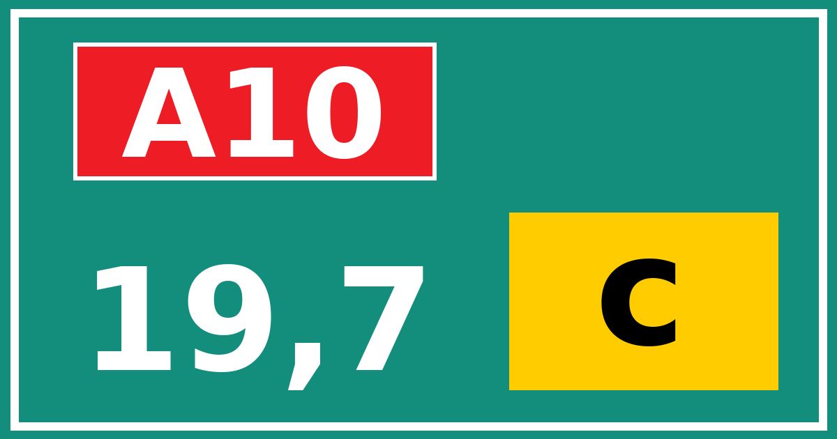 Hectometerbord A10 19,7 letter c