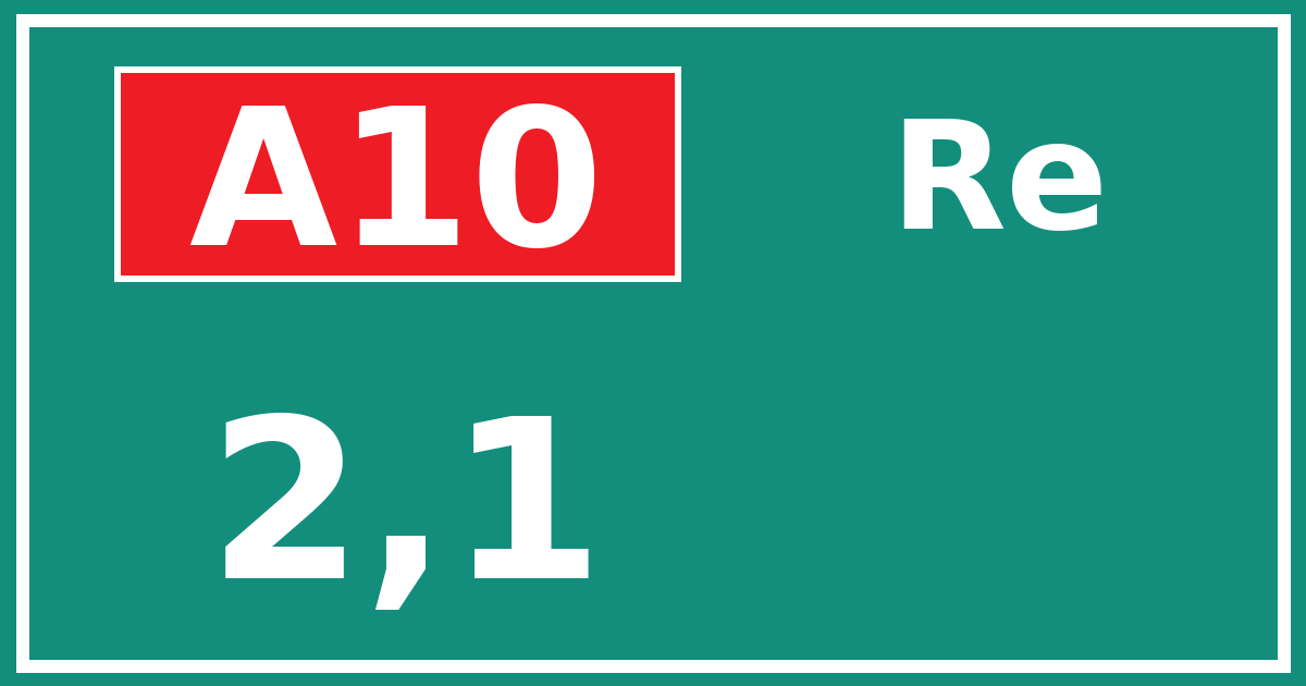 Hectometerbord A10 2,1 zijde Re