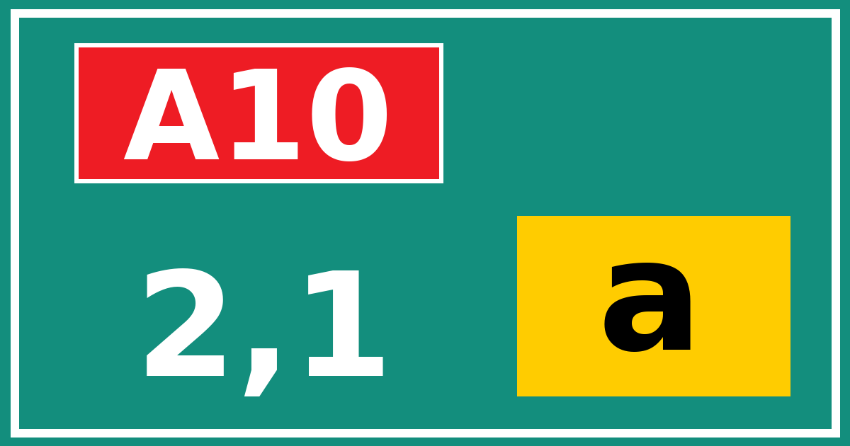 Hectometerbord A10 2,1 letter a