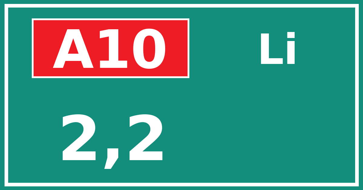Hectometerbord A10 2,2 zijde Li