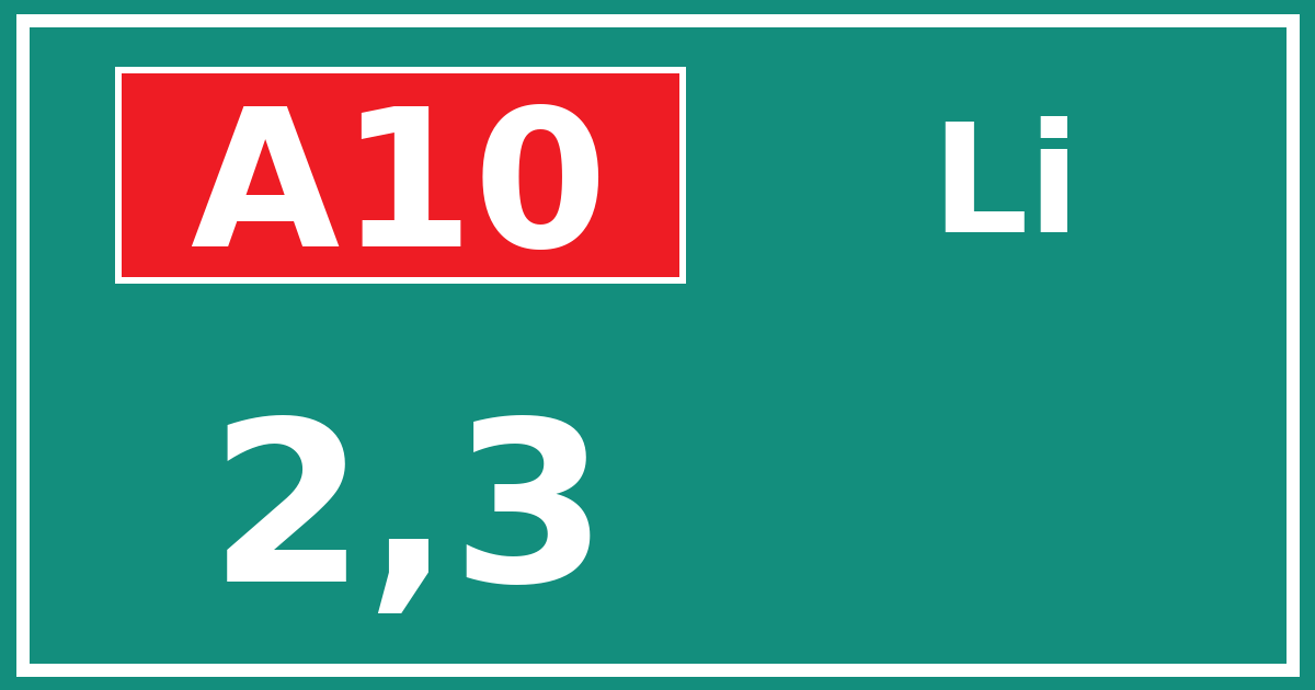 Hectometerbord A10 2,3 zijde Li