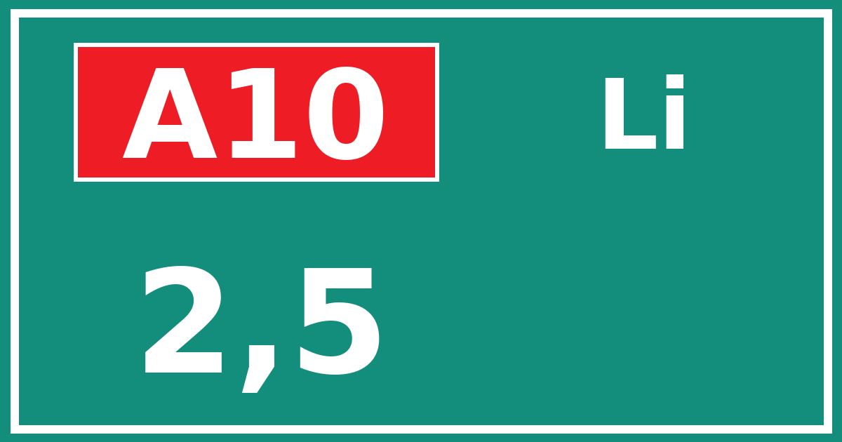 Hectometerbord A10 2,5 zijde Li