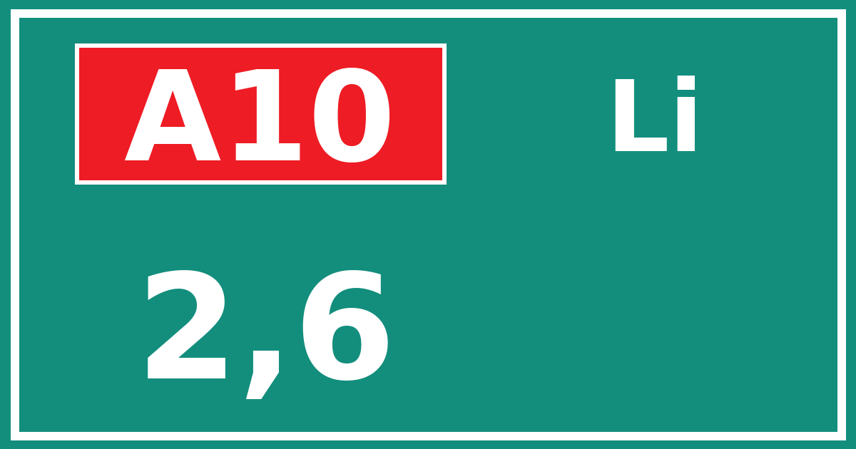 Hectometerbord A10 2,6 zijde Li