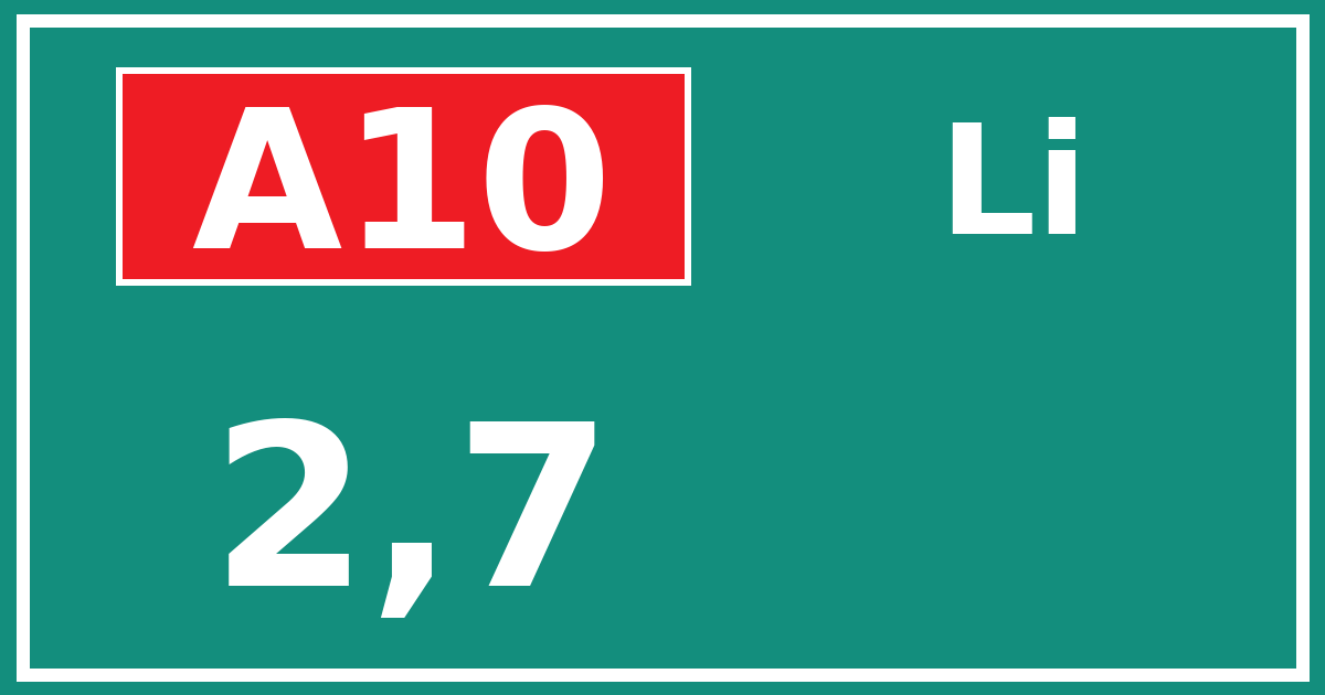 Hectometerbord A10 2,7 zijde Li