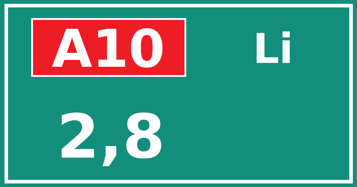 Hectometerbord A10 2,8 zijde Li
