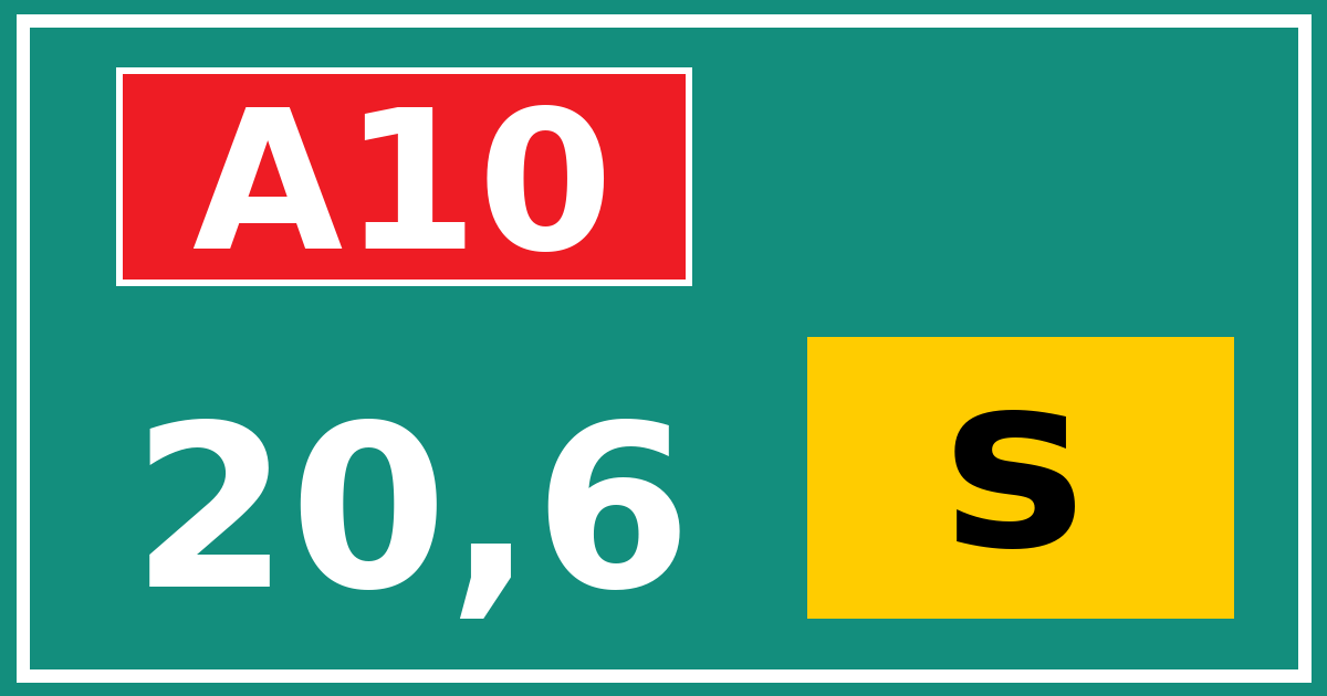 Hectometerbord A10 20,6 letter s
