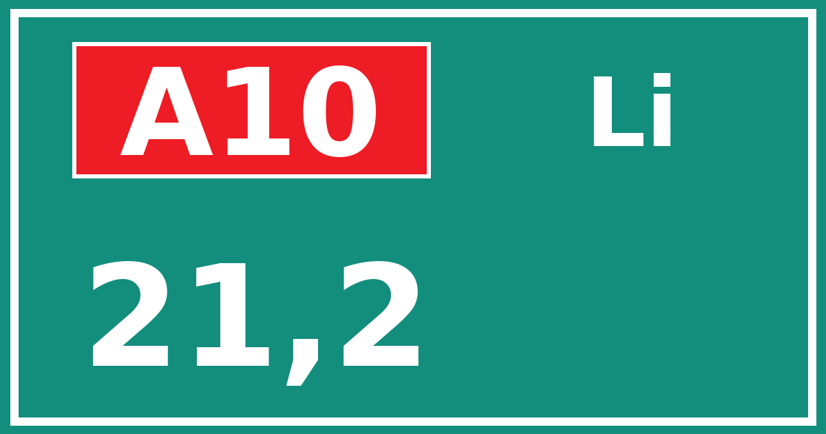 Hectometerbord A10 21,2 zijde Li