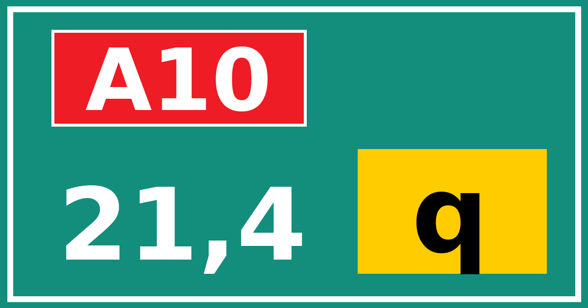 Hectometerbord A10 21,4 letter q
