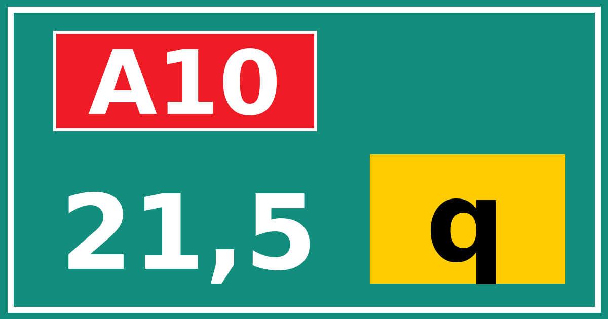 Hectometerbord A10 21,5 letter q