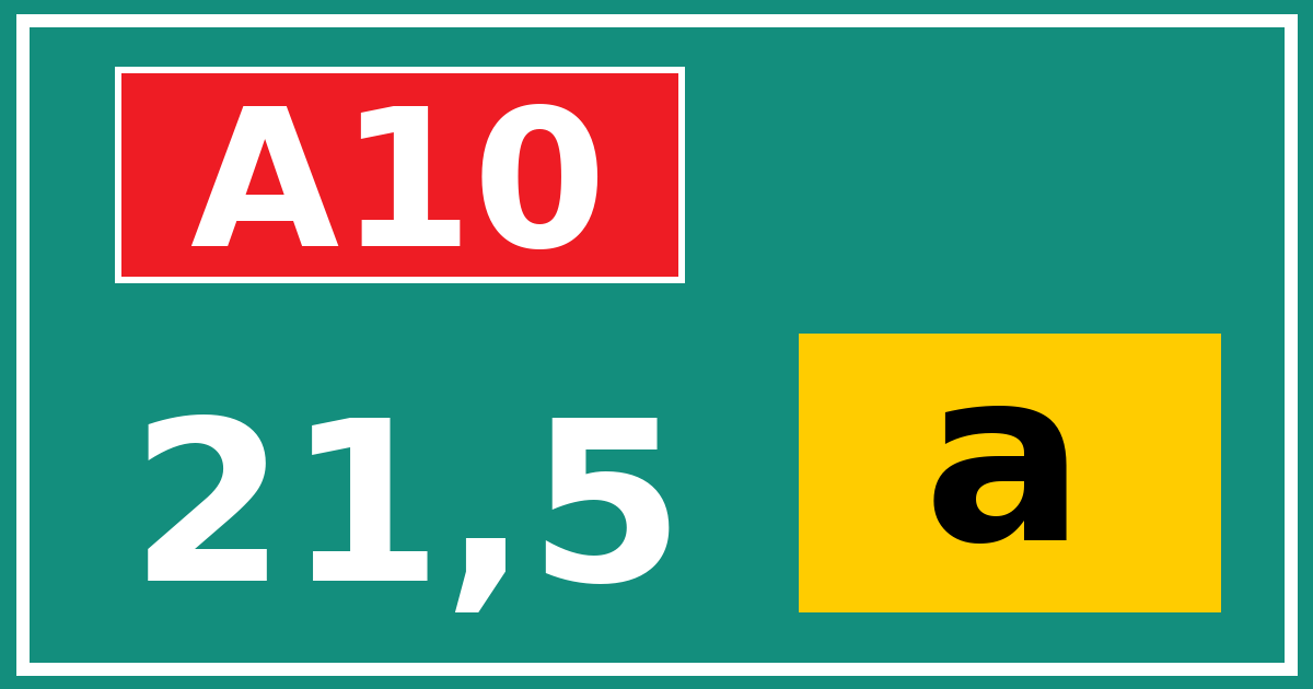 Hectometerbord A10 21,5 letter a