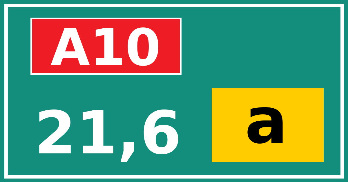 Hectometerbord A10 21,6 letter a