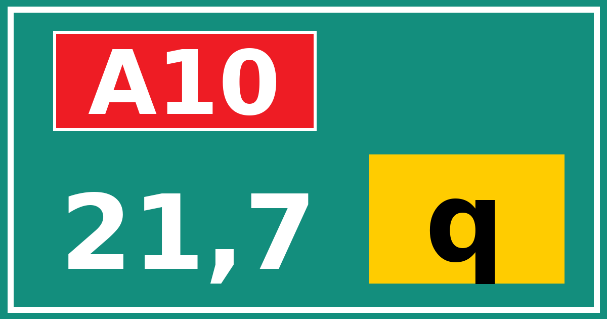 Hectometerbord A10 21,7 letter q