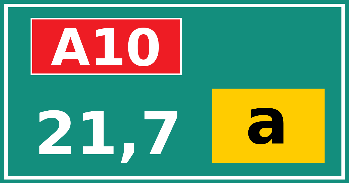 Hectometerbord A10 21,7 letter a